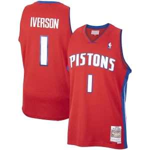 Allen Iverson Detroit Eye - catching Pistons 2008/09 Hardwood Classics Swingman Jersey Red