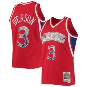 Allen Iverson Philadelphia 76ers 1996/97 Hardwood Classics NBA 75th Anniversary Diamond Swingman Elegant Jersey Red
