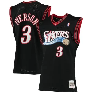 Allen Iverson Philadelphia 76ers 2000/01 Big Chic & Tall Hardwood Classics Swingman Jersey Black/Red/Royal/White
