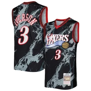 Allen Iverson Philadelphia 76ers 2000/01 Hardwood Classics Marble Swingman Jersey Black Premium