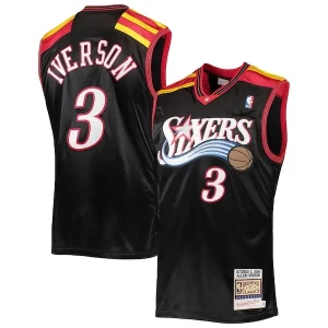 Allen Iverson Philadelphia 76ers 2006 Unique Hardwood Classics Authentic Jersey Black/Red/White