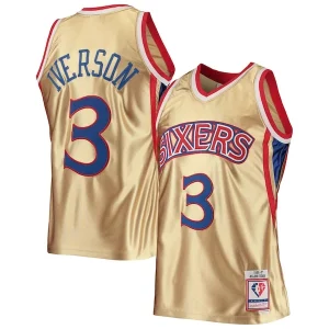 Allen Iverson Philadelphia 76ers 75th Fabulous Anniversary 1996/97 Hardwood Classics Swingman Jersey Gold