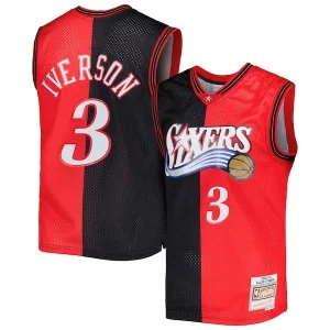 Allen Iverson Philadelphia 76ers Hardwood Classics 2000/01 Split Swingman Chic Jersey Black/Red