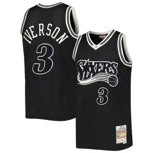 Allen Iverson Philadelphia 76ers Hardwood Classics Off Court Swingman Stylish Jersey Black