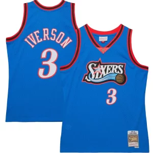 Allen Iverson Philadelphia 76ers Hardwood Classics Stylish 1997/98 Tropical Swingman Jersey Royal