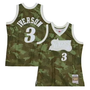 Allen Iverson Philadelphia 76ers Hardwood Eye - catching Classics 1997/98 Ghost Green Swingman Jersey Camo