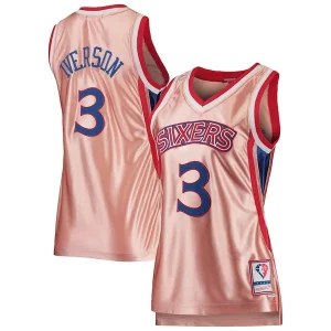 Allen Iverson Philadelphia 76ers Women's 75th Anniversary Rose Gold 1996 Chic Swingman Jersey Pink