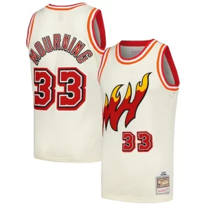Alonzo Mourning Miami Heat Chainstitch Swingman Jersey Trendy Cream