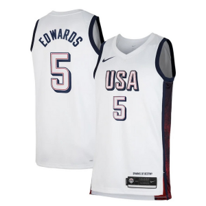 Anthony Edwards Unisex Nike Men's USA Basketball 2024 Swingman Player Stylish Jersey White