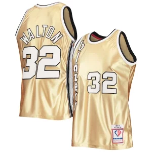 Bill Walton Portland Trail Blazers 75th Anniversary 1976/77 Hardwood Classics Elegant Swingman Jersey Gold