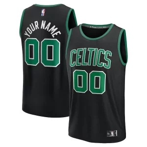 Boston Celtics Youth Custom Fast Break Jersey Black Fabulous Statement Edition/Kelly Green/White