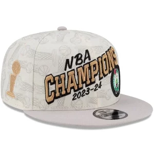 Boston Elegant Celtics New Era 2024 NBA Finals Champions Locker Room 9FIFTY Snapback Hat Cream