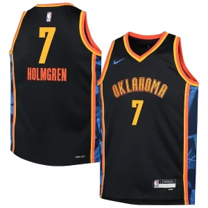 Chet Holmgren Oklahoma City Thunder Nike Youth 2024/25 Swingman Player Elegant Jersey City Edition Black