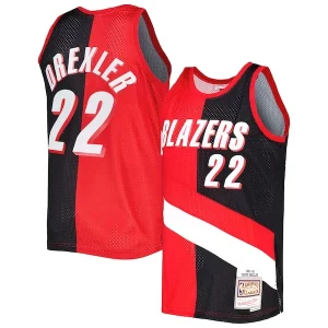 Clyde Drexler Portland Trail Blazers Hardwood Classics 1991/92 Split Swingman Jersey Trendy Red/Black