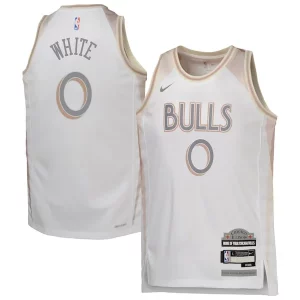 Coby White Chicago Bulls Nike Youth 2024/25 Swingman Player Jersey City Edition White Unique