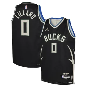 Damian Lillard Eye - catching Milwaukee Bucks Jordan Brand Youth Swingman Jersey Statement Edition Black