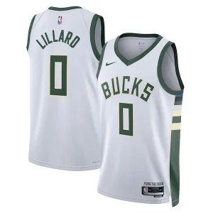 Damian Lillard Milwaukee Bucks Nike Trendy Unisex Fear The Deer Swingman Player Jersey Association Edition White