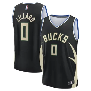 Damian Stylish Lillard Milwaukee Bucks Youth Fast Break Replica Player Jersey Statement Edition Black