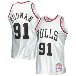 Dennis Rodman Chicago Bulls 1997/98 Hardwood Classics 75th Anniversary Swingman Gorgeous Jersey Platinum