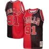 Dennis Rodman Chicago Bulls Hardwood Classics 1995/96 Split Swingman Jersey Red/Black Elegant