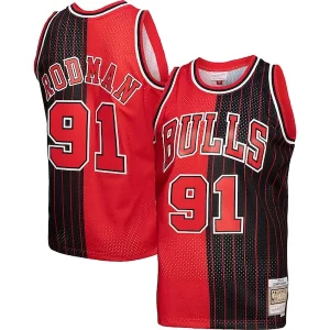 Dennis Rodman Chicago Premium Bulls Big & Tall Hardwood Classics 1995/96 Split Swingman Jersey Red/Black