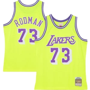 Dennis Rodman Trendy Los Angeles Lakers Hardwood Classics 1998/99 Tropical Swingman Jersey Neon Yellow