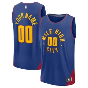 Denver Nuggets Fast Break Custom Jersey Statement Edition Trendy Blue/Navy