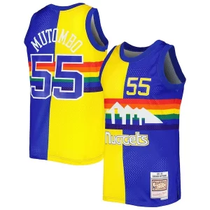 Dikembe Mutombo Denver Nuggets Hardwood Classics 1991/92 Trendy Split Swingman Jersey Royal/Gold