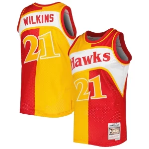 Dominique Wilkins Atlanta Hawks Hardwood Classics 1986/87 Split Premium Swingman Jersey Yellow/Red