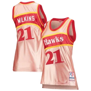 Dominique Wilkins Trendy Atlanta Hawks Women's 75th Anniversary Rose Gold 1986 Swingman Jersey Pink