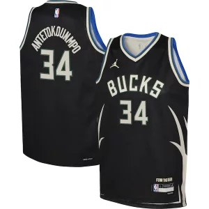 Giannis Antetokounmpo Milwaukee Bucks Jordan Brand Fabulous Youth Swingman Jersey Statement Edition Black