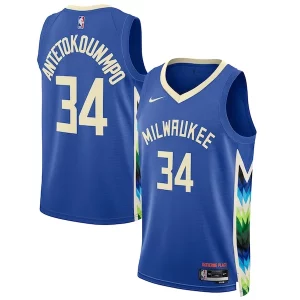 Giannis Antetokounmpo Milwaukee Bucks Nike Unisex 2022/23 Swingman Jersey City Edition Unique Royal