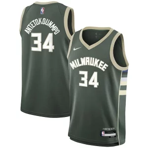 Giannis Antetokounmpo Milwaukee Bucks Nike Youth Swingman Jersey Icon Edition Hunter Green Trendy