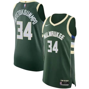 Giannis Antetokounmpo Milwaukee Bucks Premium Nike Authentic Jersey Association Edition Hunter Green