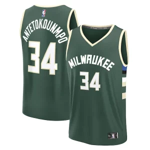 Giannis Antetokounmpo Milwaukee Bucks Fast Break Trendy Replica Player Jersey Icon Edition Hunter Green