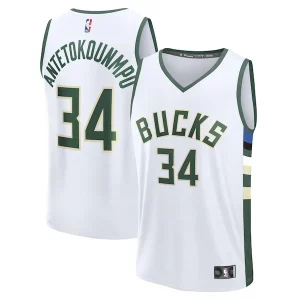 Giannis Antetokounmpo Milwaukee Bucks Fast Break Replica Premium Player Jersey Association Edition White
