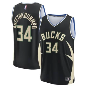 Giannis Chic Antetokounmpo Milwaukee Bucks Fast Break Replica Player Jersey Statement Edition Black