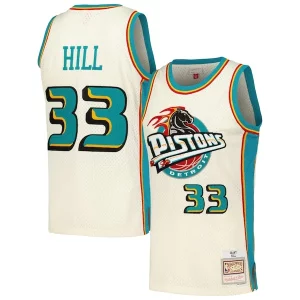 Grant Hill Detroit Gorgeous Pistons Chainstitch Swingman Jersey Cream