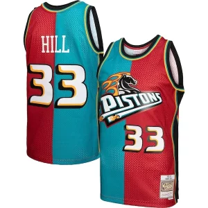 Grant Hill Detroit Pistons Trendy Hardwood Classics 1999/00 Split Swingman Jersey Teal/Red
