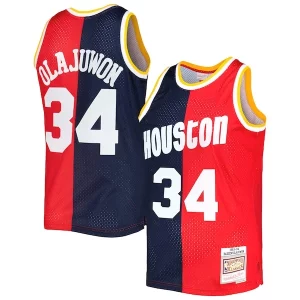 Hakeem Olajuwon Houston Elegant Rockets Hardwood Classics 1993/94 Split Swingman Jersey Navy/Red