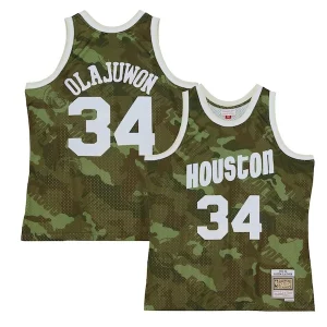 Hakeem Olajuwon Houston Rockets Hardwood Classics 1993/94 Ghost Green Swingman Chic Jersey Camo