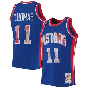 Isiah Thomas Detroit Pistons Stylish 1988/89 Hardwood Classics NBA 75th Anniversary Diamond Swingman Jersey Blue