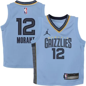 Ja Morant Memphis Grizzlies Jordan Brand Elegant Preschool 2022/23 Statement Edition Jersey Light Blue