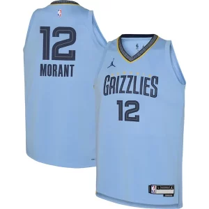 Ja Morant Memphis Grizzlies Jordan Brand Youth Stylish Swingman Jersey Statement Edition Light Blue