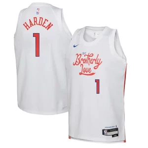 James Harden Eye - catching Philadelphia 76ers Nike Youth 2022/23 Swingman Jersey City Edition White