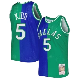 Jason Kidd Dallas Mavericks Hardwood Classics 1994/95 Split Trendy Swingman Jersey Blue/Green