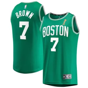 Jaylen Brown Elegant Boston Celtics 2024 NBA Finals Champions Fast Break Replica Player Jersey Kelly Green Icon Edition