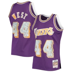 Jerry Elegant West Los Angeles Lakers 1971/72 Hardwood Classics NBA 75th Anniversary Diamond Swingman Jersey Purple