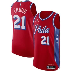 Joel Embiid Philadelphia 76ers Jordan Brand Authentic Player Jersey Statement Edition Unique Red
