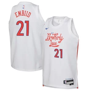 Joel Embiid Premium Philadelphia 76ers Nike Youth 2022/23 Swingman Jersey City Edition White